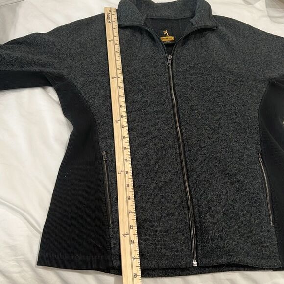 Browning Hyacinth Sweater Jacket Gray Black Full Zip Mock Neck Womens Large EUC - Picture 14 of 14